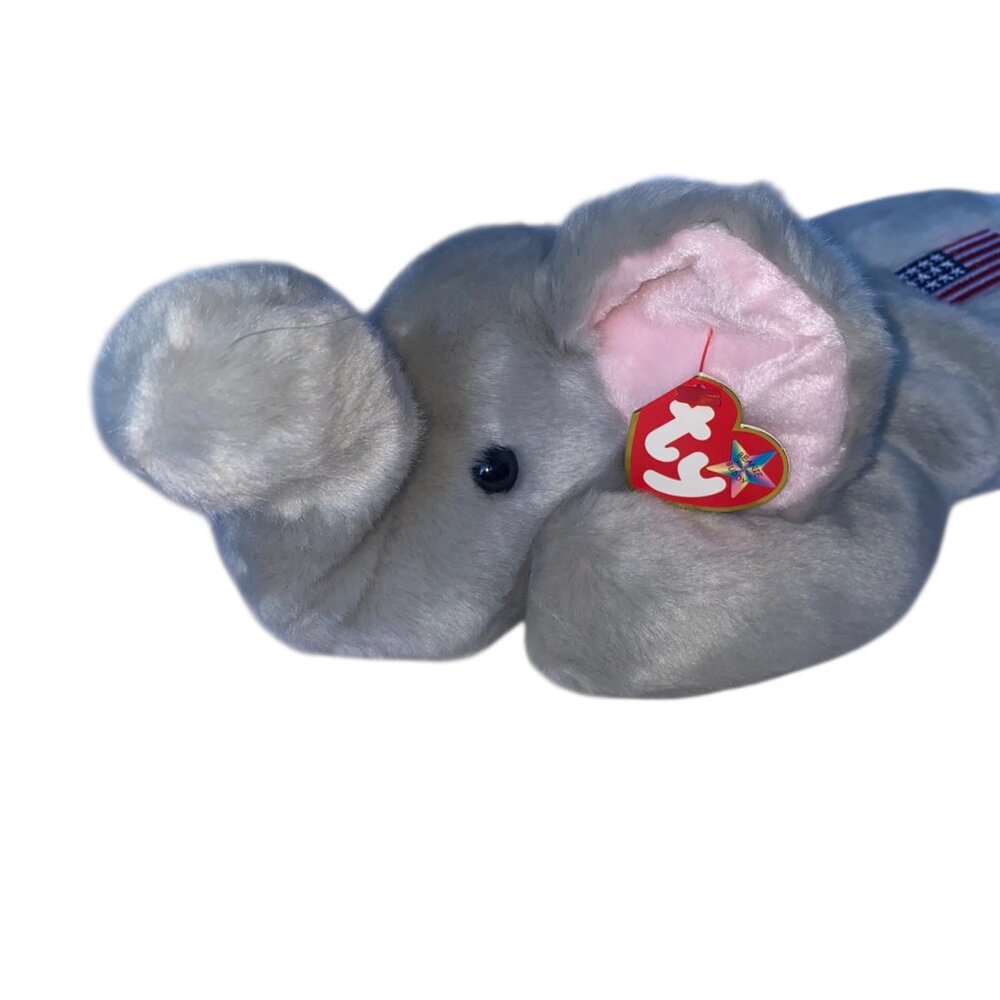 Ty Beanie Buddy Righty The Elephant‎ Flag Plush 2000 17” w/Tag